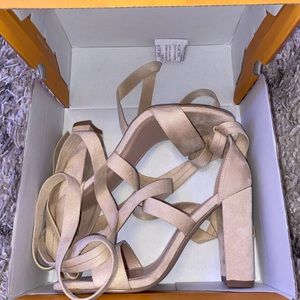 Cream Strappy Sandal Heels | SHEIN Size 6